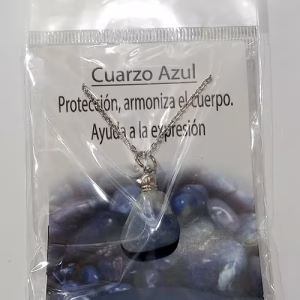Dije con Cadena Cuarzo Azul Rolado