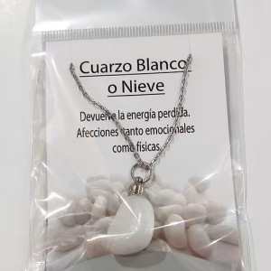 Dije con Cadena Cuarzo Blanco o Nieve Rolado