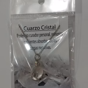 Dije con Cadena Cuarzo Cristal Rolado