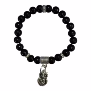 Pulsera Negra con Dije Búho