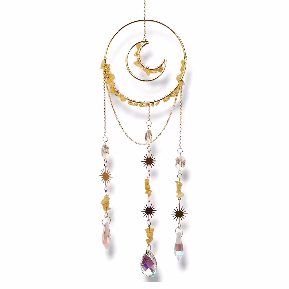 Colgante de Cristales - Círculo con Luna Adentro