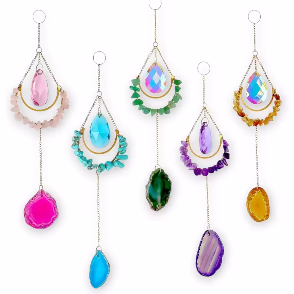 Colgante de Cristales  Gota color con Ágata (44x7cm)