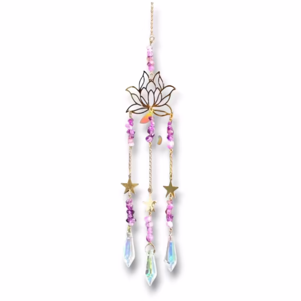 Colgante de Cristales - Loto de Amatistas (45x4cm)