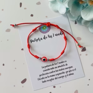 Pulsera 7 Nudos Roja + Ojito Rojo