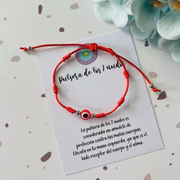 Pulsera 7 Nudos Roja + Ojito Rojo