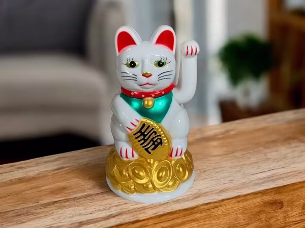 1746A Gato Blanco Suerte Abundancia Fortuna